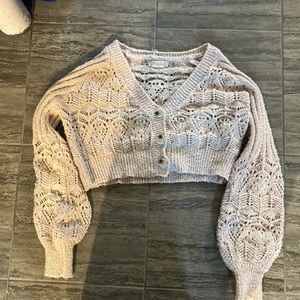 knit cropped button up sweater
